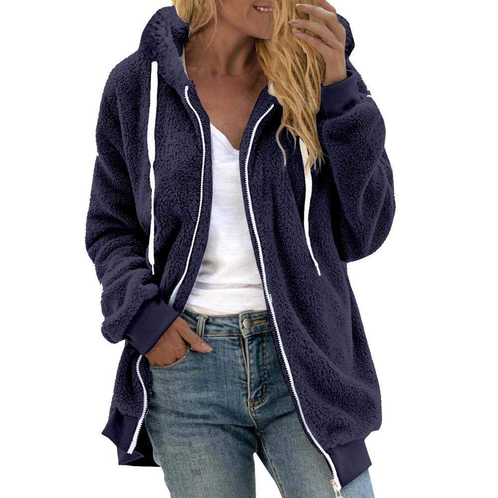 Long Sleeve Textured Knit Fleece Zip Leisure Jacket  |  Womens Jackets Jackets Jackets