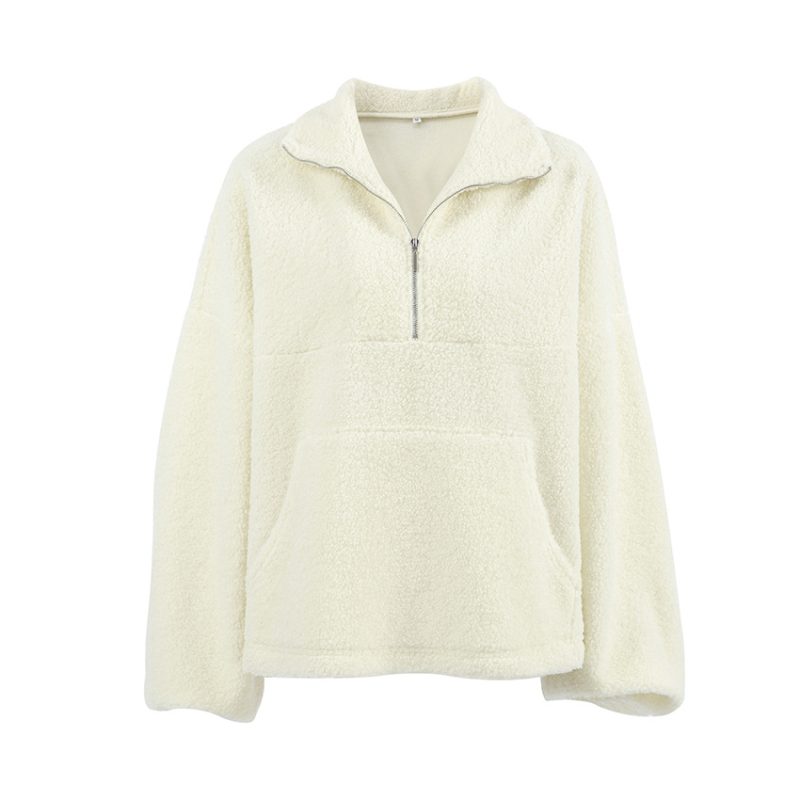 Long Sleeve Textured Sherpa Fleece Half Zip Jumper  |  Womens Long Sleeve Tops Long Sleeve Tops Long Sleeve Tops