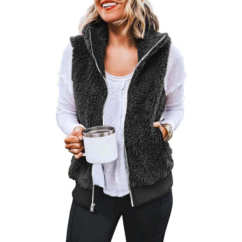 Luxe Teddy Gilet Top  |  Womens Vests Outerwear Vests