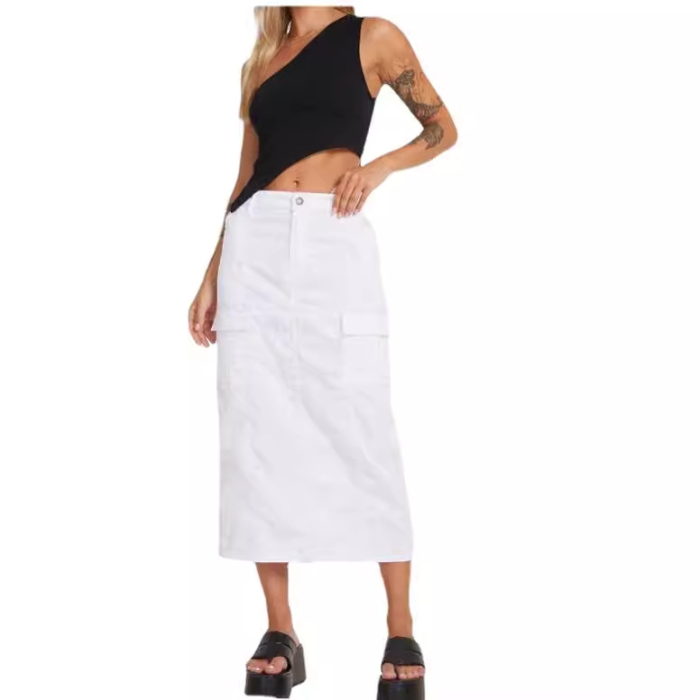 Midi Linen Blend Cargo Skirt  |  Womens Skirts Bottoms Skirts