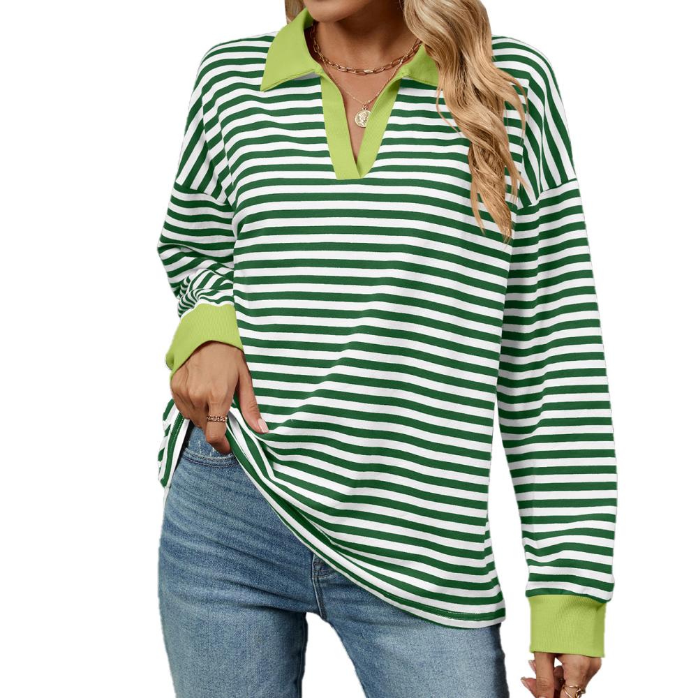 Miller 3/4 Sleeve Ribbed Stripe Polo  |  Womens Polos Polos Polos