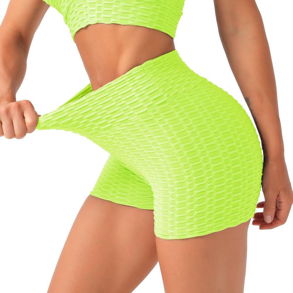 Neon Green Anti-Cellulite Workout Yoga Shorts  |  Womens Shorts Bottoms Shorts