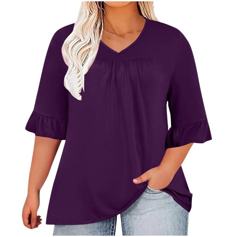 Short Angel Sleeve Knit Top  |  Womens Tunics Tops Tunics