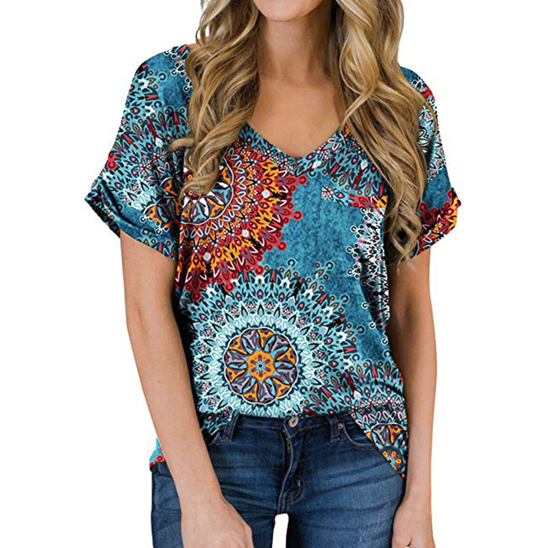 Short Sleeve Bling Print Blouse  |  Womens Shirts & Blouses Shirts & Blouses Shirts & Blouses