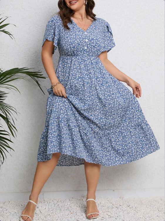 Short Sleeve Flounce Shift Dress  |  Womens Sleeved Dresses Dresses Sleeved Dresses