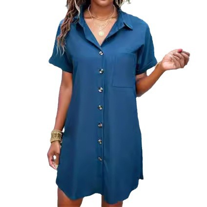 Short Sleeve Linen Blend Shirt Midi Dress  |  Womens Midi Dresses Dresses Midi Dresses