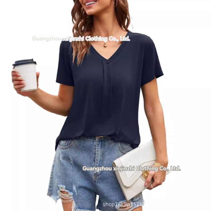 Short Sleeve Textured V-Neck Top  |  Womens Short Sleeve Tops Short Sleeve Tops Short Sleeve Tops