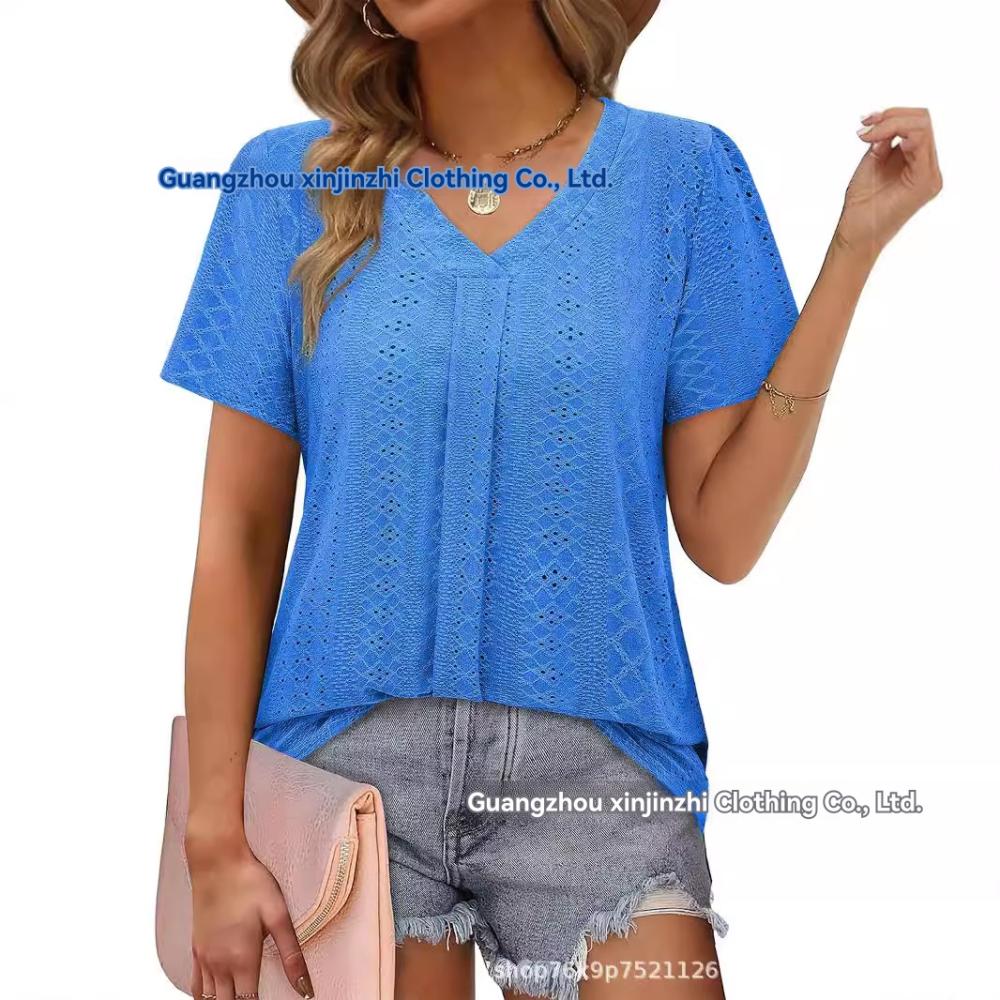 Short Sleeve Textured V-Neck Top  |  Womens Short Sleeve Tops Short Sleeve Tops Short Sleeve Tops