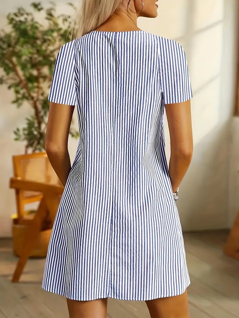 Short Sleeve Tiered Shift Dress  |  Womens Sleeved Dresses Dresses Sleeved Dresses