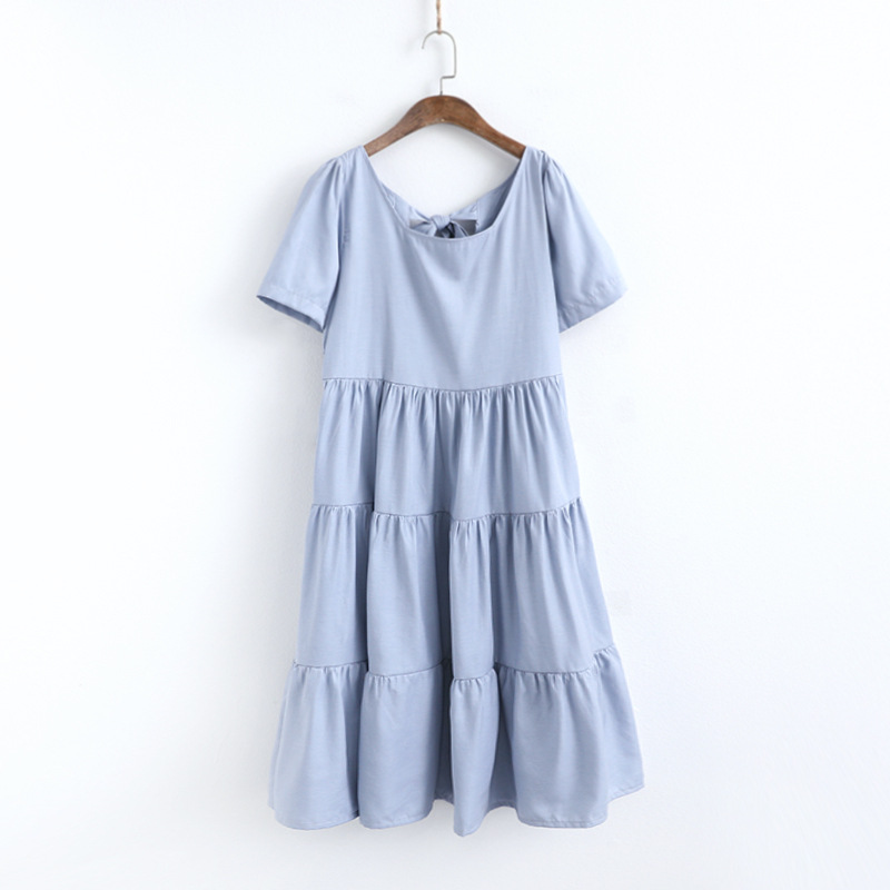 Short Sleeve Tiered Shift Dress  |  Womens Sleeved Dresses Dresses Sleeved Dresses