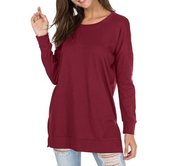 Side Split Loose Casual Jumper  |  Womens Tunics Tops Tunics