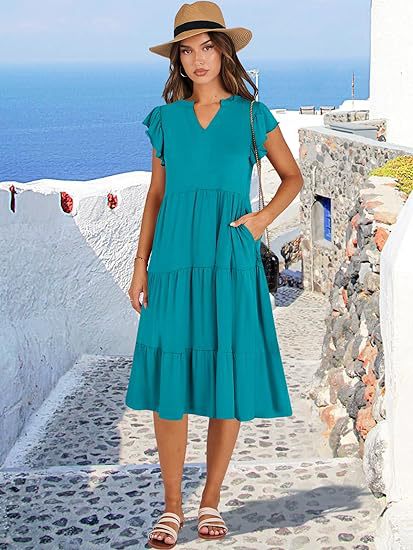 Tiered Puff Sleeve Maxi Dress  |  Womens Maxi Dresses Dresses Maxi Dresses