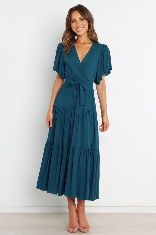 Tiered Puff Sleeve Maxi Dress  |  Womens Maxi Dresses Dresses Maxi Dresses