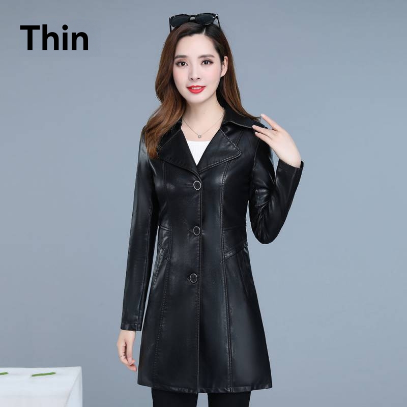 Vegan Leather Lapel Long Jacket  |  Womens Jackets Jackets Jackets