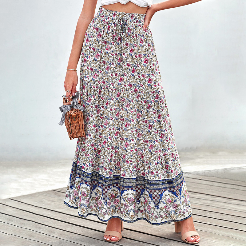 Waist Printed Maxi Skirt  |  Womens Skirts Bottoms Skirts