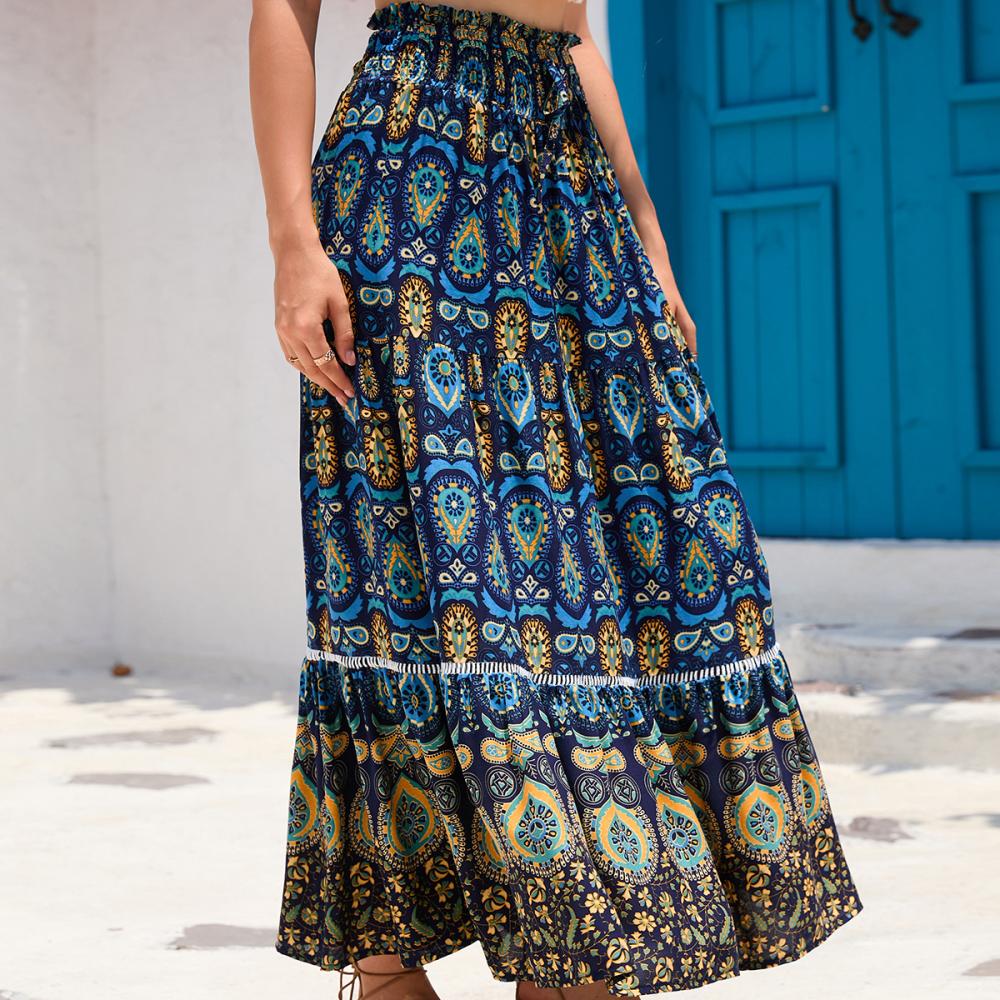 Waist Printed Maxi Skirt  |  Womens Skirts Bottoms Skirts