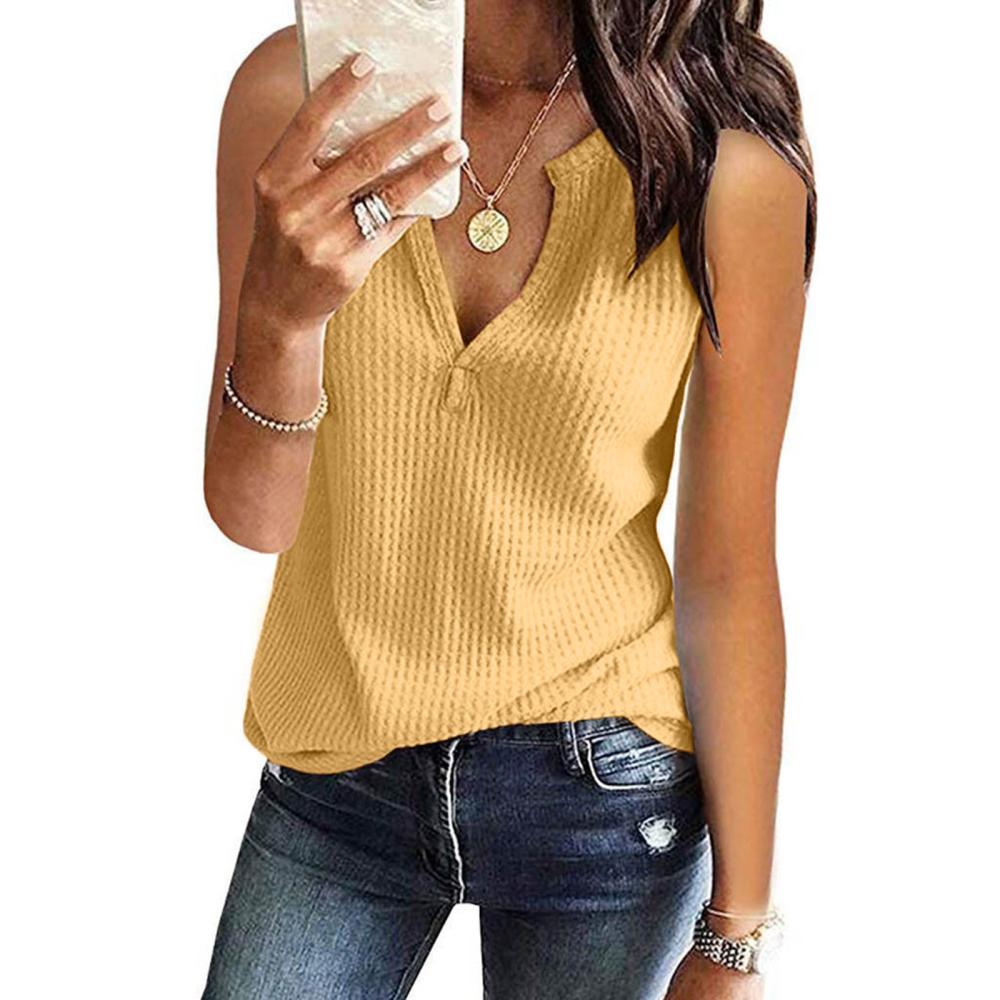 Womens Casual Tops Sleeveless Cute Twist Knot Waffle Knit Shirts Tank Tops  |  Womens Singlets & Tanks Singlets & Tanks Singlets & Tanks