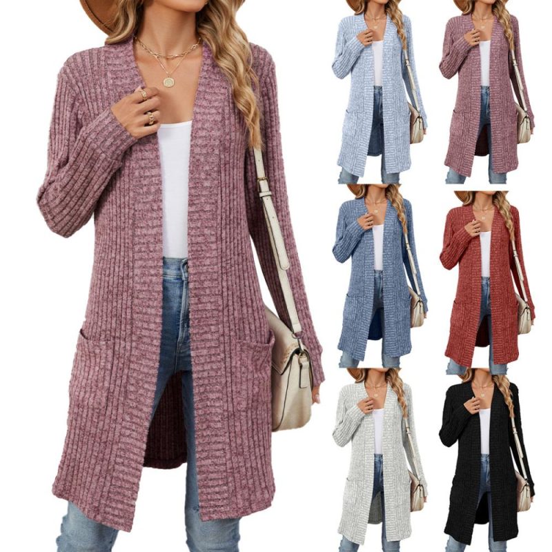 Women’s Long Sleeves Pockets Cardigans  |  Womens Cardigans Cardigans Cardigans